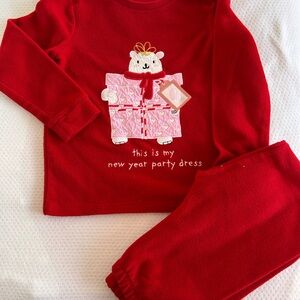 Kids Red Pajamas with Bear Design